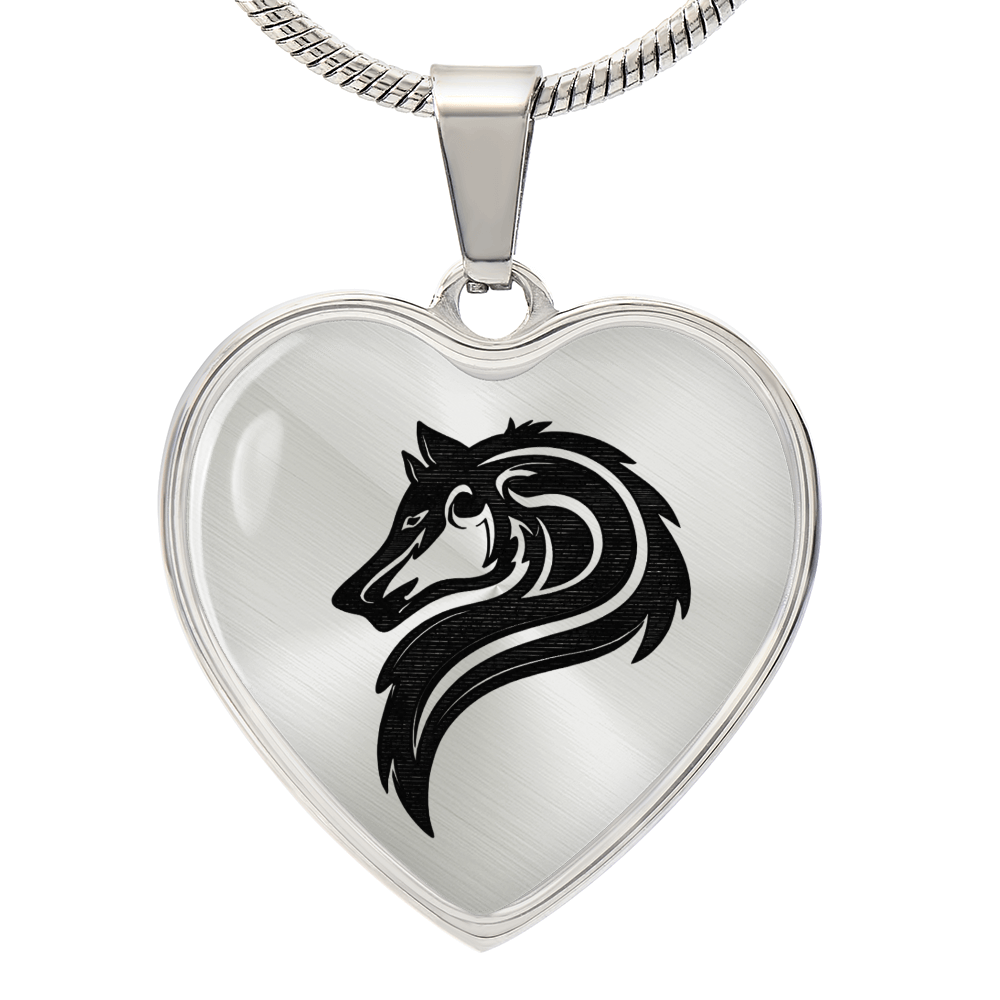 Luxury Heart Graphic Wolf Necklace – Symbol of Strength & Loyalty, Wolf Spirit Pendant, Meaningful Gift Jewelry for Her
