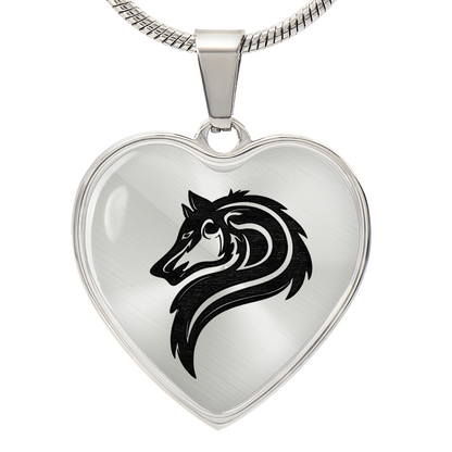 Luxury Heart Graphic Wolf Necklace – Symbol of Strength & Loyalty, Wolf Spirit Pendant, Meaningful Gift Jewelry for Her