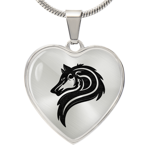 Luxury Heart Graphic Wolf Necklace – Symbol of Strength & Loyalty, Wolf Spirit Pendant, Meaningful Gift Jewelry for Her