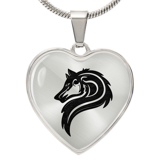 Luxury Heart Graphic Wolf Necklace – Symbol of Strength & Loyalty, Wolf Spirit Pendant, Meaningful Gift Jewelry for Her