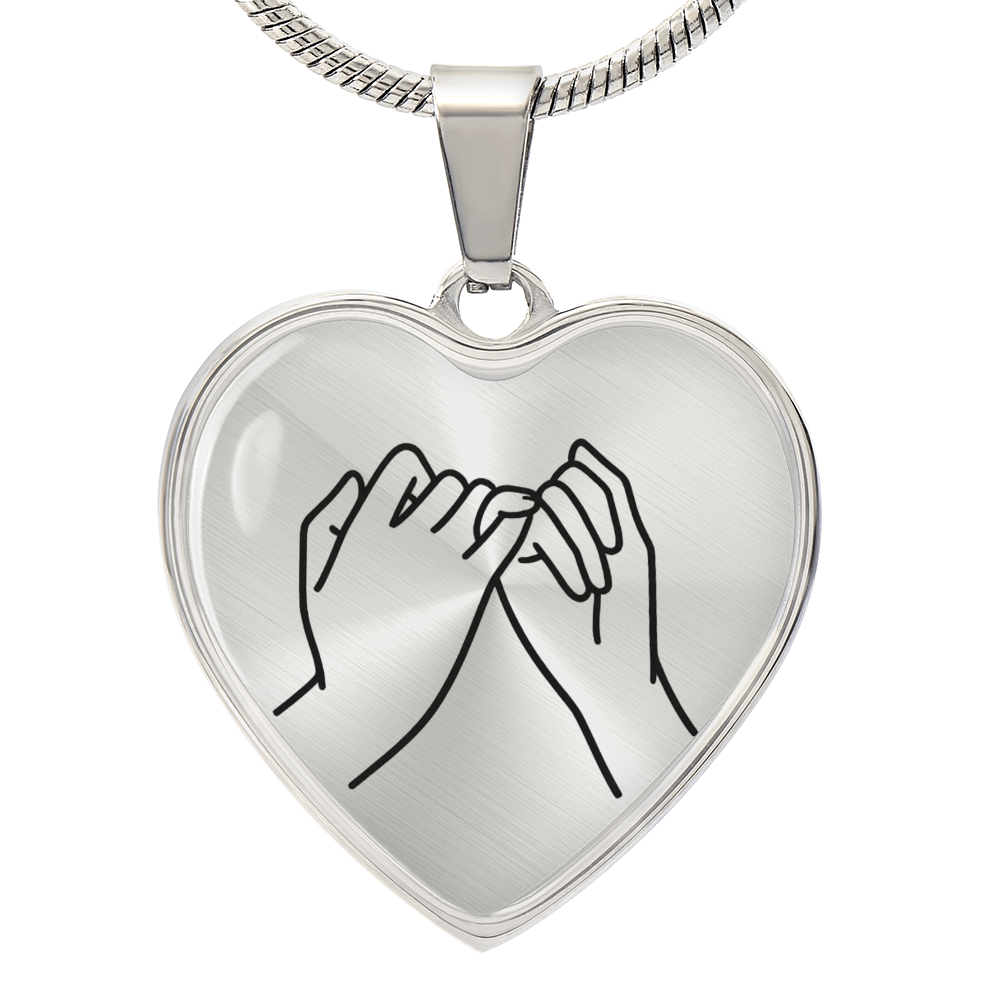 Pinky Promise Heart Necklace for Women – Valentine's Day Gift, Silver or 18K Gold Finish, Romantic Promise Jewelry with Optional Engraving, Adjustable 18–22” Chain