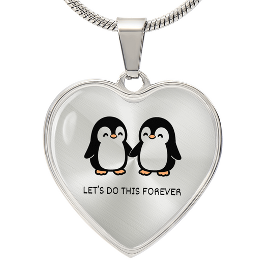 “Let's Do This Forever” Penguin Heart Necklace – A Symbol of Always Together