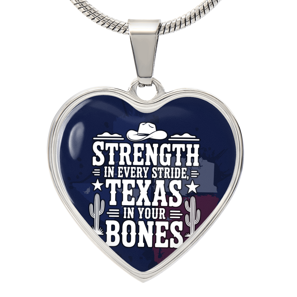 Texas Strength Heart Necklace – “Strength in Every Stride” Western Jewelry Gift, Texas Pride Pendant, Cowgirl Necklace, Southern Gifts for Her