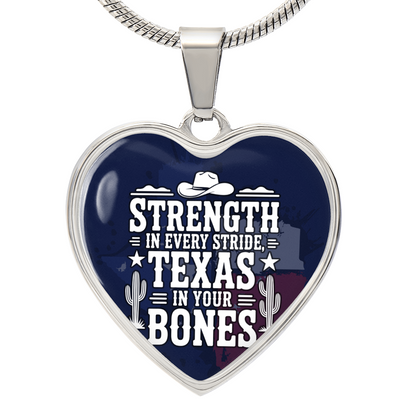 Texas Strength Heart Necklace – “Strength in Every Stride” Western Jewelry Gift, Texas Pride Pendant, Cowgirl Necklace, Southern Gifts for Her