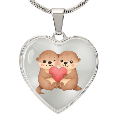 Otter Heart Necklace – Cute Couple Jewelry