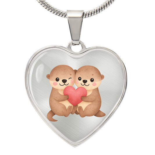 Otter Heart Necklace – Cute Couple Jewelry
