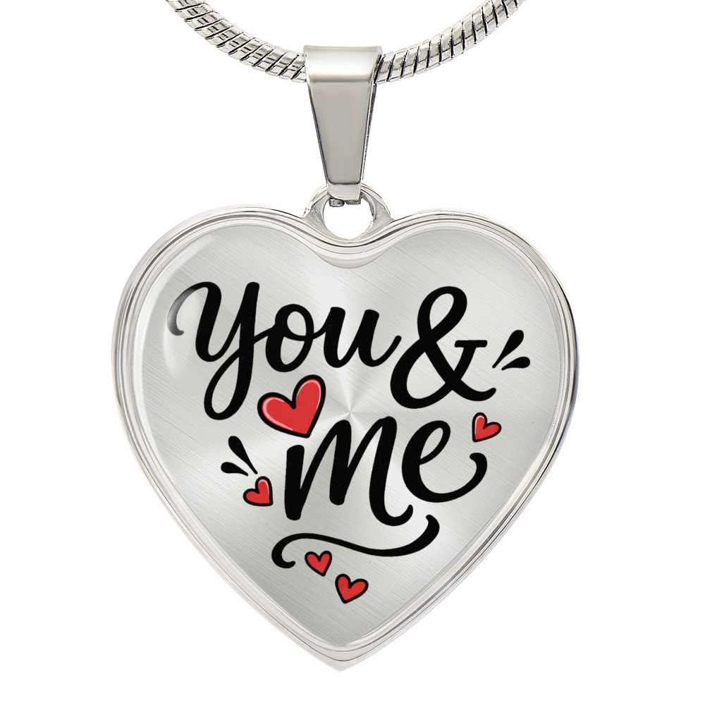 "You & Me" Luxury Heart Pendant Necklace with Red Hearts | Perfect Valentine's Day Gift for Couples | Customizable Love Jewelry