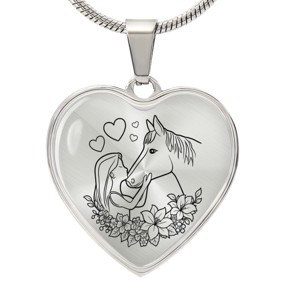 Girl and Horse Heart Necklace Meaningful Gift for Horse Lovers