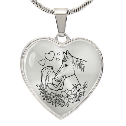 Girl and Horse Heart Necklace Meaningful Gift for Horse Lovers