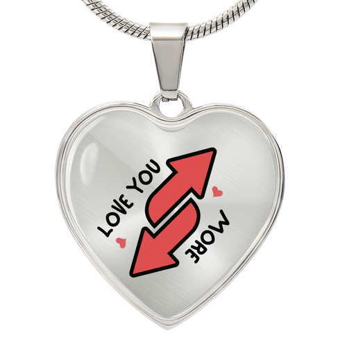 Luxury Heart Pendant Necklace – “Love You More” | Reverse Card Inspired Valentine Gift | Playful Romantic Jewelry