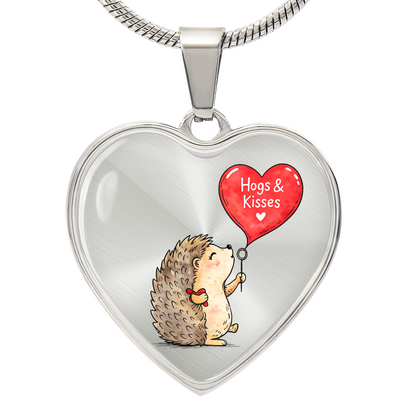 Hogs & Kisses Heart Necklace – Cute Hedgehog Love Pendant for Valentine's Day, Young Love & First Crush Moments