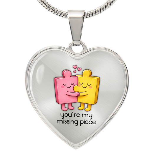 You're the Missing Piece Necklace – Cute Puzzle Couple Heart Pendant, Romantic Valentine's Gift for Her or Him, Love Jewelry Keepsake