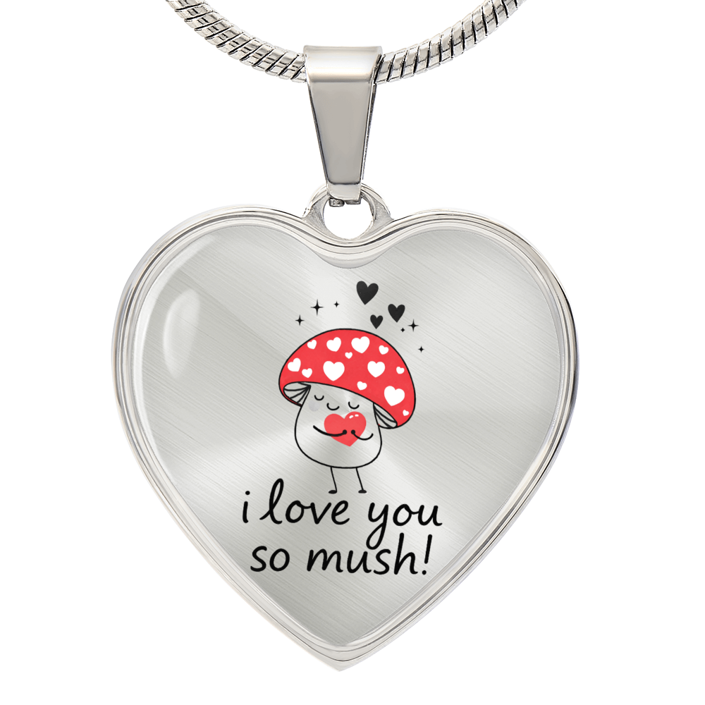 I Love You So Mush Heart Necklace – Cute Mushroom Love Pendant for Valentine's Day, Young Love & Sweet Everyday Moments