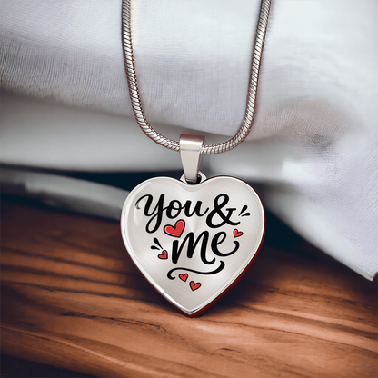 "You & Me" Luxury Heart Pendant Necklace with Red Hearts | Perfect Valentine's Day Gift for Couples | Customizable Love Jewelry