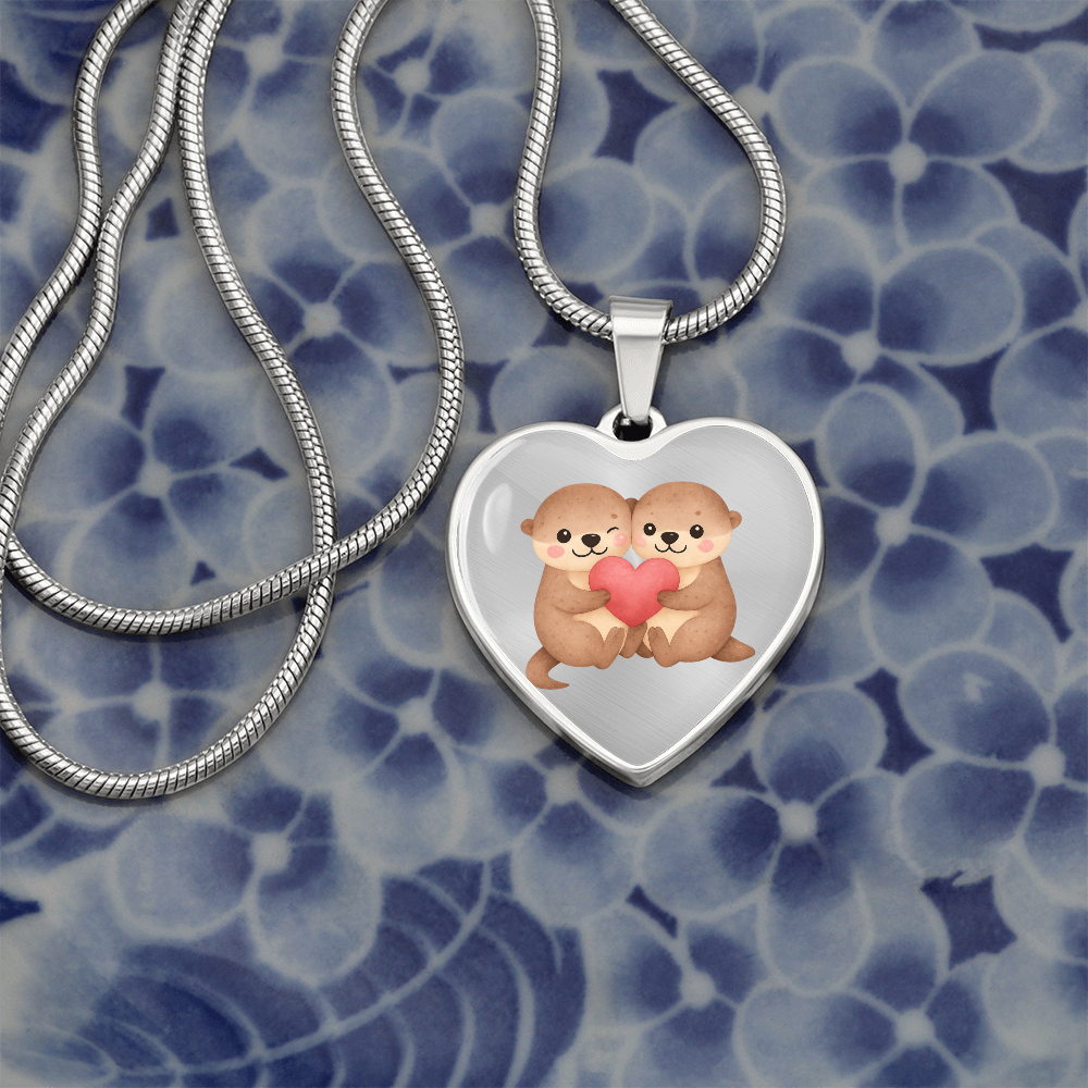 Otter Heart Necklace – Cute Couple Jewelry