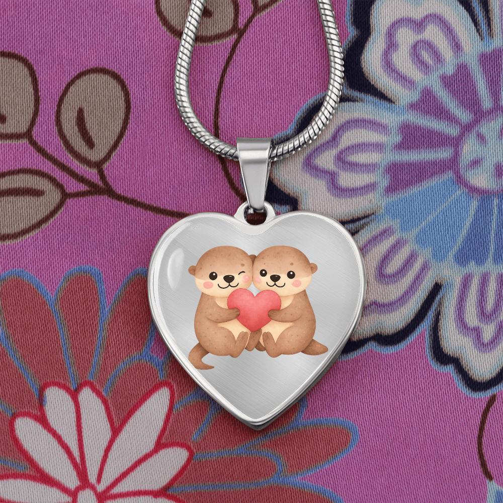 Otter Heart Necklace – Cute Couple Jewelry