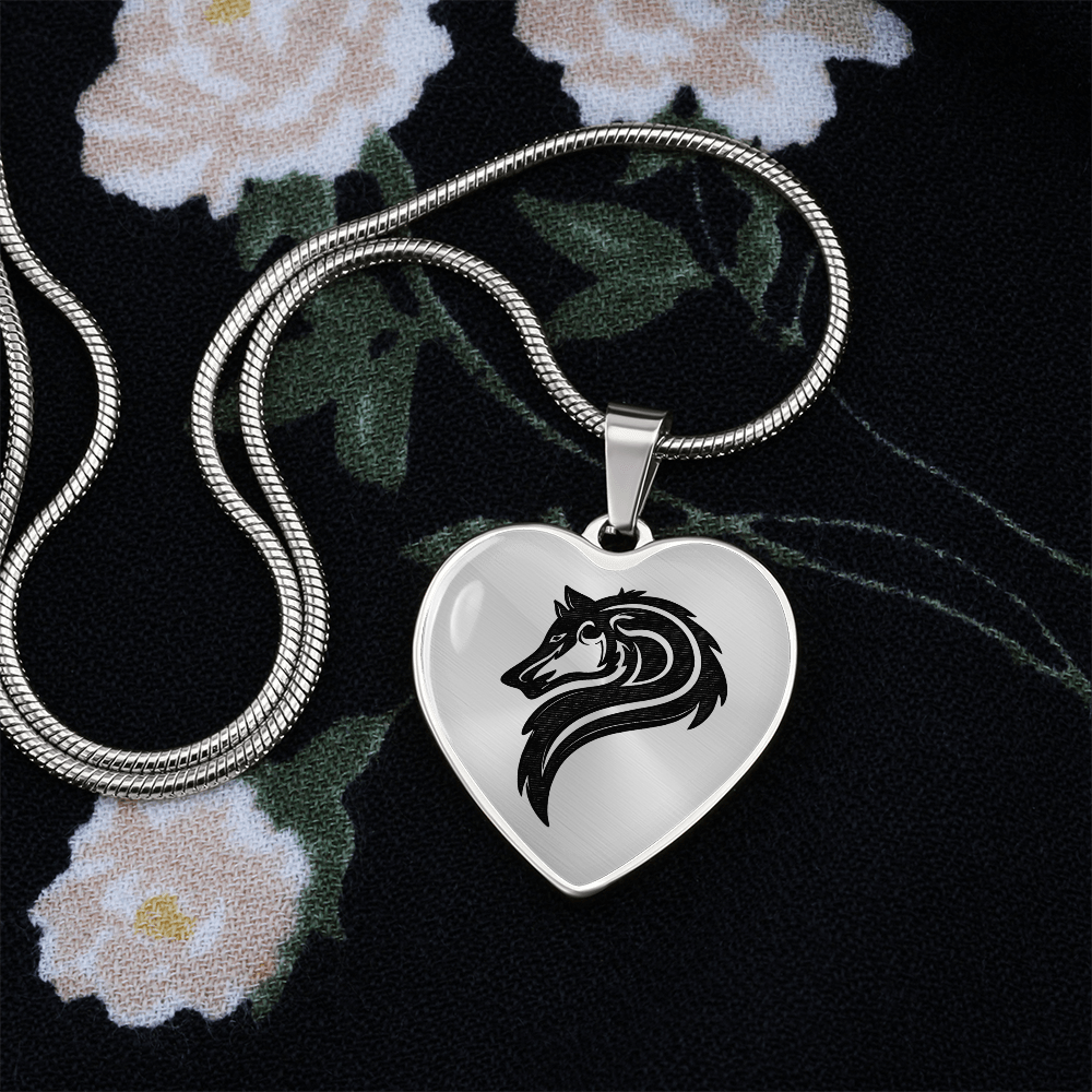 Luxury Heart Graphic Wolf Necklace – Symbol of Strength & Loyalty, Wolf Spirit Pendant, Meaningful Gift Jewelry for Her