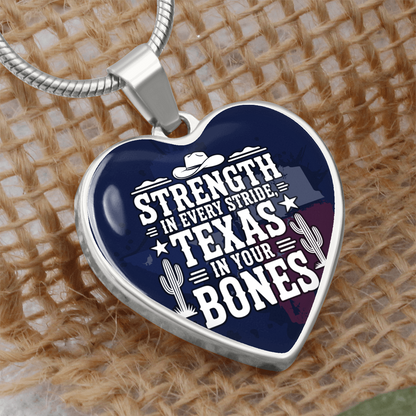 Texas Strength Heart Necklace – “Strength in Every Stride” Western Jewelry Gift, Texas Pride Pendant, Cowgirl Necklace, Southern Gifts for Her