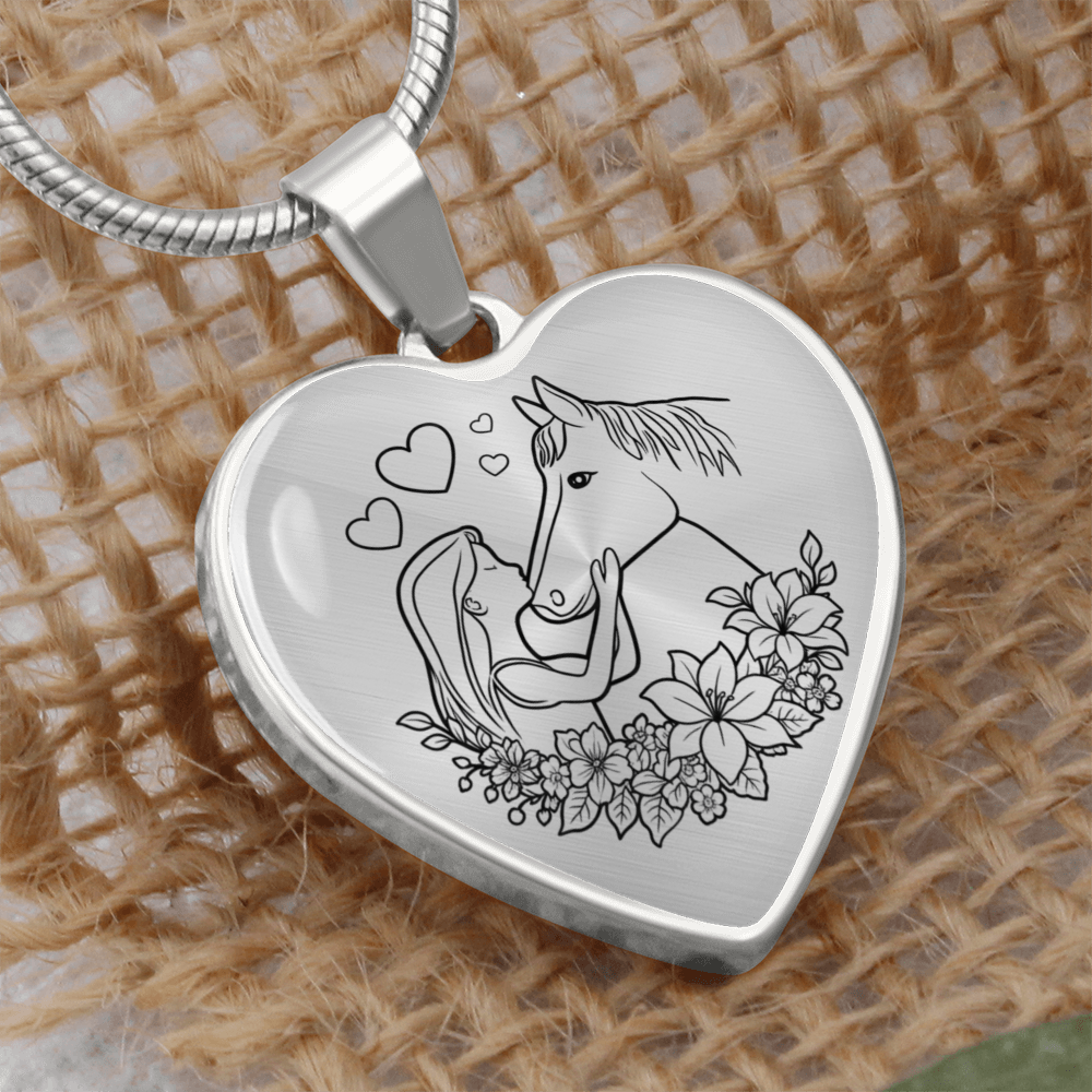 Girl and Horse Heart Necklace Meaningful Gift for Horse Lovers