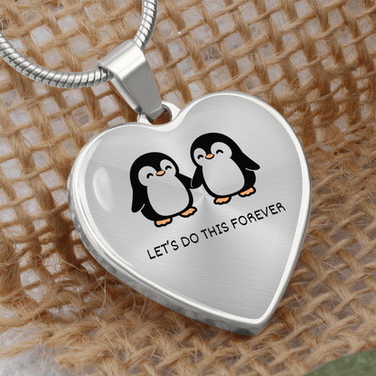 “Let's Do This Forever” Penguin Heart Necklace – A Symbol of Always Together