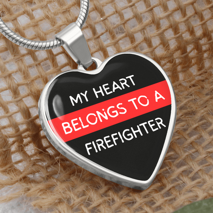 My Heart Belongs to a Firefighter Necklace – Heart-Shaped Pendant for Firefighter's Partner