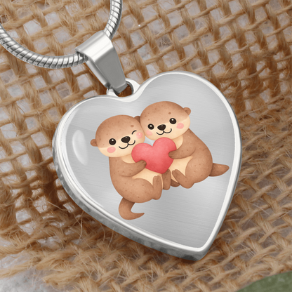 Otter Heart Necklace – Cute Couple Jewelry