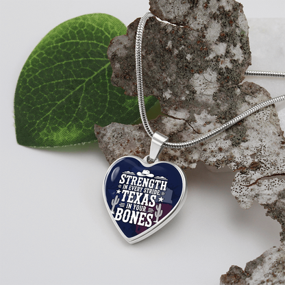 Texas Strength Heart Necklace – “Strength in Every Stride” Western Jewelry Gift, Texas Pride Pendant, Cowgirl Necklace, Southern Gifts for Her