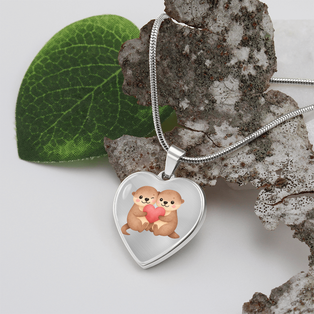 Otter Heart Necklace – Cute Couple Jewelry