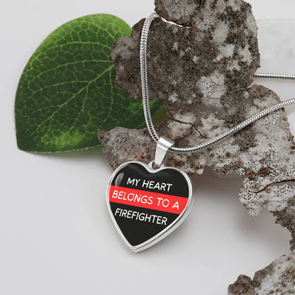 My Heart Belongs to a Firefighter Necklace – Heart-Shaped Pendant for Firefighter's Partner
