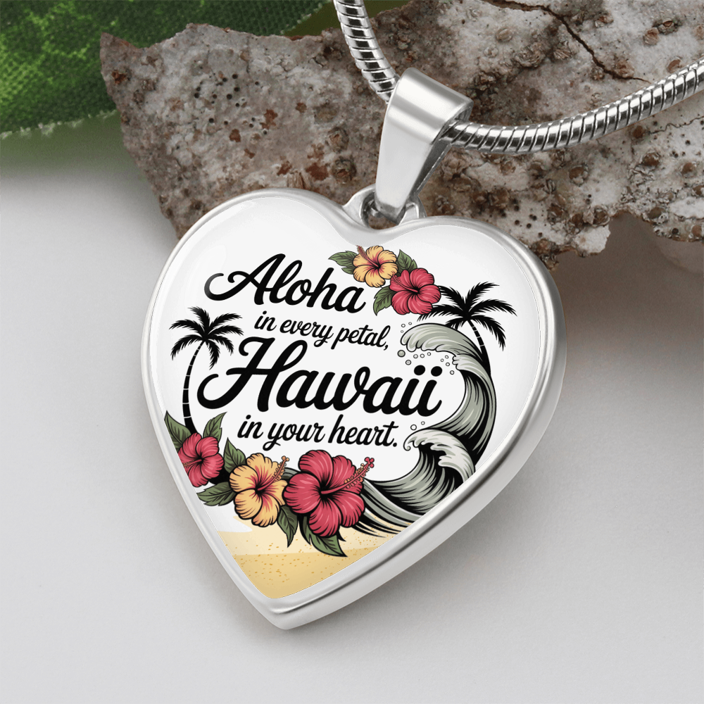 Aloha Hawai‘i Heart Necklace – Tropical Hibiscus & Island-Inspired Pendant