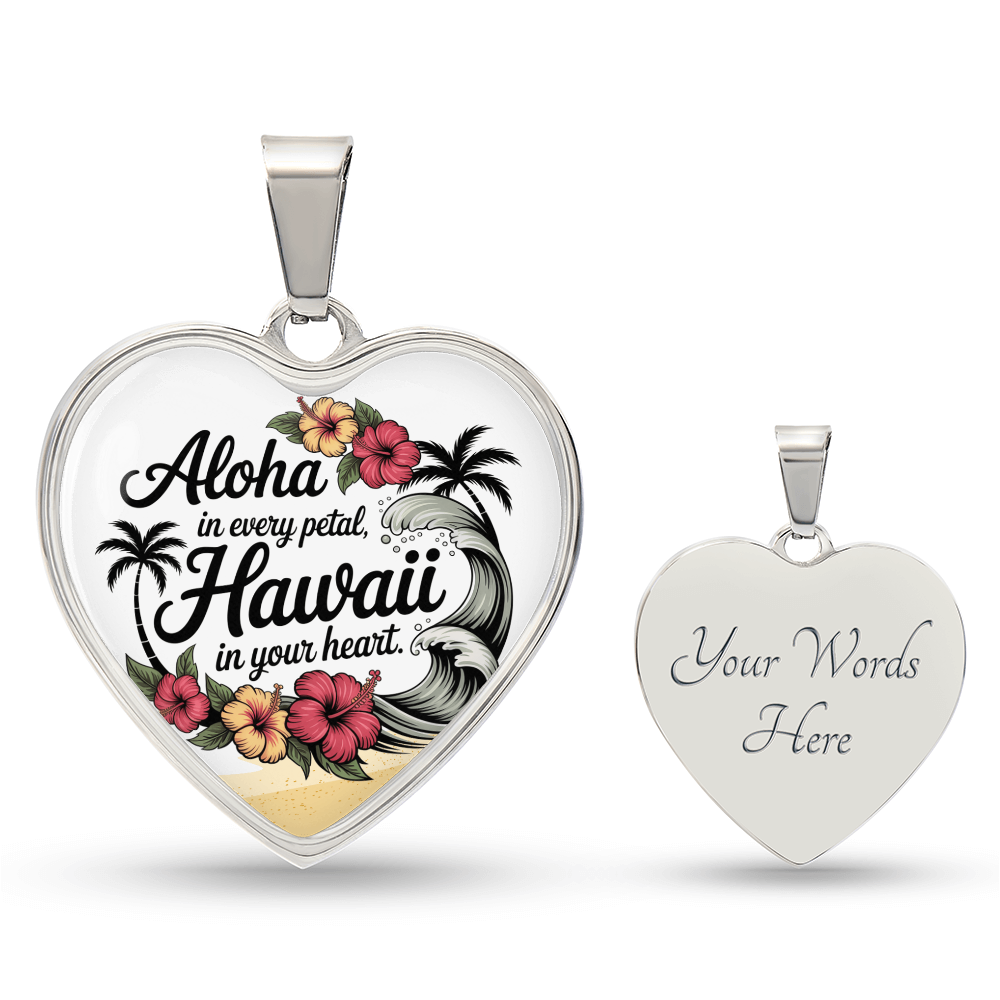 Aloha Hawai‘i Heart Necklace – Tropical Hibiscus & Island-Inspired Pendant