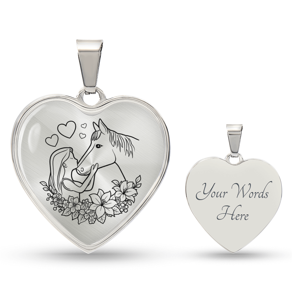 Girl and Horse Heart Necklace Meaningful Gift for Horse Lovers