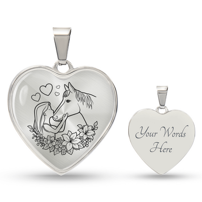 Girl and Horse Heart Necklace Meaningful Gift for Horse Lovers