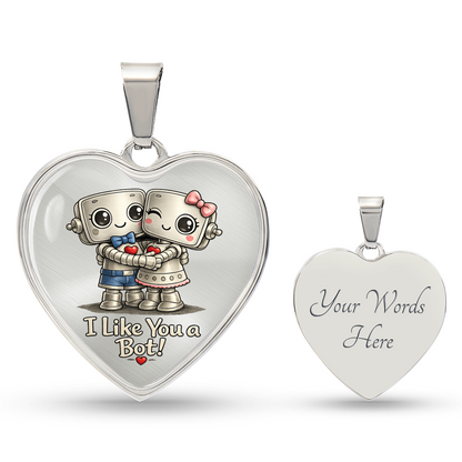 I Like You a Bot! Heart Necklace – Cute Robot Love Pendant for Valentine's Day, Young Love & Playful Moments
