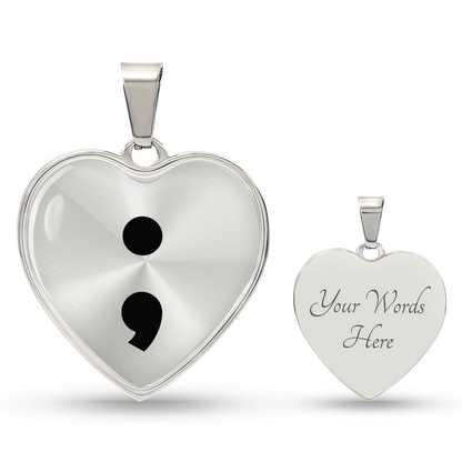 Semicolon Heart Necklace – Inspirational Mental Health Awareness Jewelry | Meaningful Keepsake Gift for Her