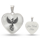 Luxury Graphic Heart Necklace – Phoenix Symbol of Strength & Renewal | Inspirational Keepsake Jewelry