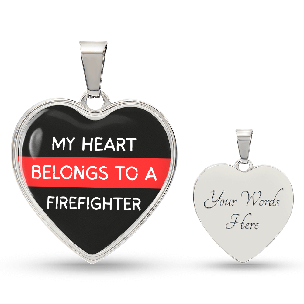 My Heart Belongs to a Firefighter Necklace – Heart-Shaped Pendant for Firefighter's Partner