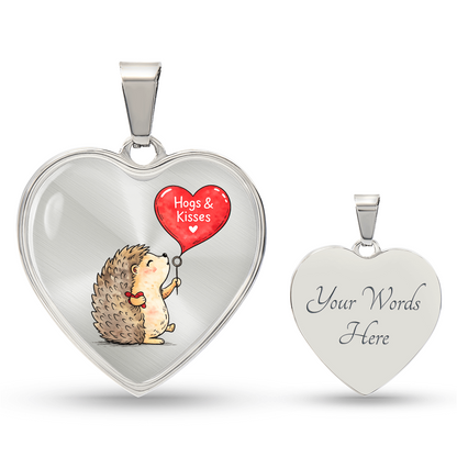 Hogs & Kisses Heart Necklace – Cute Hedgehog Love Pendant for Valentine's Day, Young Love & First Crush Moments