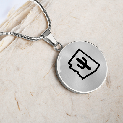 Arizona Cactus Necklace – Minimalist Arizona State Pendant Gift for Desert & Southwest Lovers