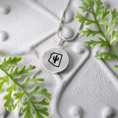Arizona Cactus Necklace – Minimalist Arizona State Pendant Gift for Desert & Southwest Lovers