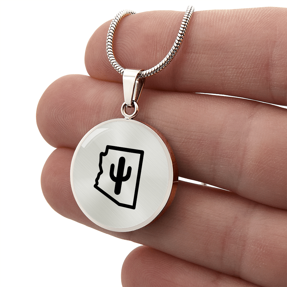 Arizona Cactus Necklace – Minimalist Arizona State Pendant Gift for Desert & Southwest Lovers