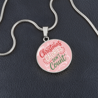 Christmas Calories Don't Count – Luxury Graphic Circle Necklace