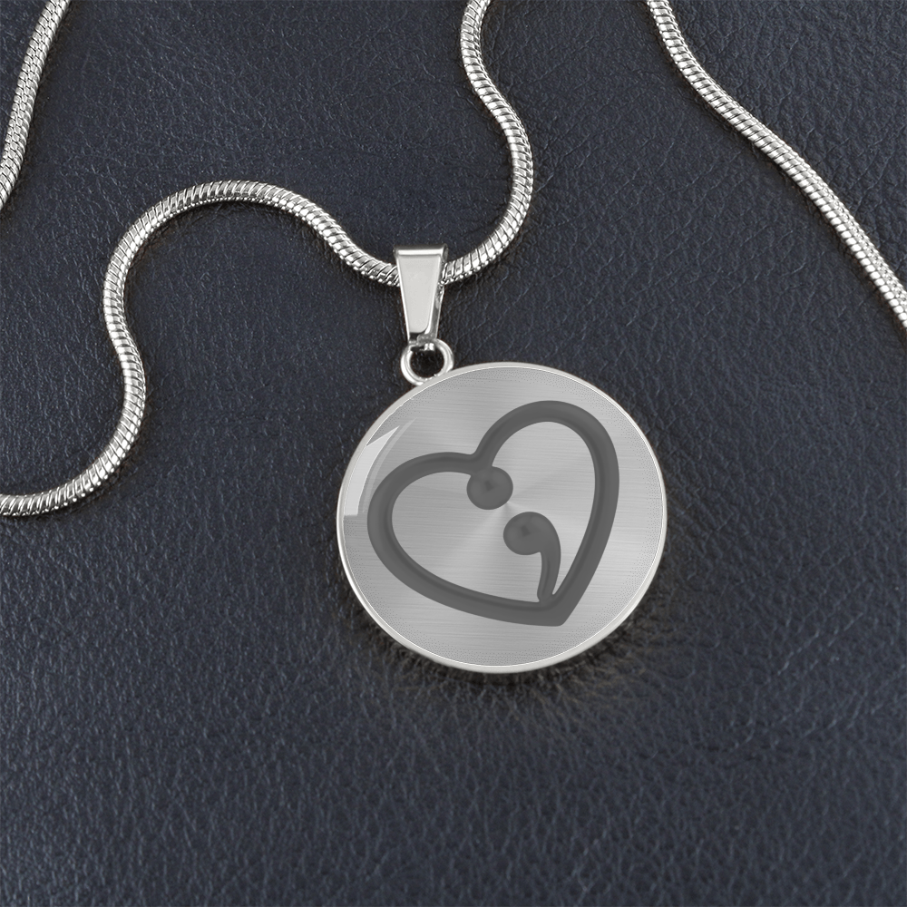 Semicolon Heart Necklace – Mental Health Awareness Jewelry | “Her Story Isn't Over Yet” Inspirational Gift
