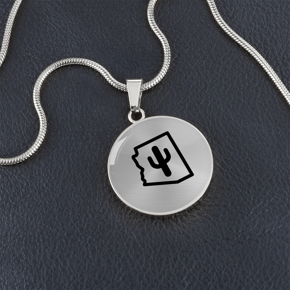 Arizona Cactus Necklace – Minimalist Arizona State Pendant Gift for Desert & Southwest Lovers