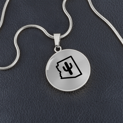 Arizona Cactus Necklace – Minimalist Arizona State Pendant Gift for Desert & Southwest Lovers