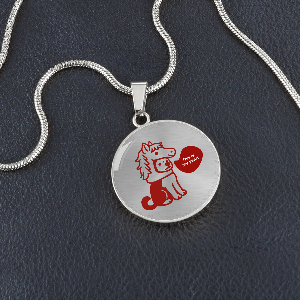 Person wearing This Is My Year necklace for Lunar New Year