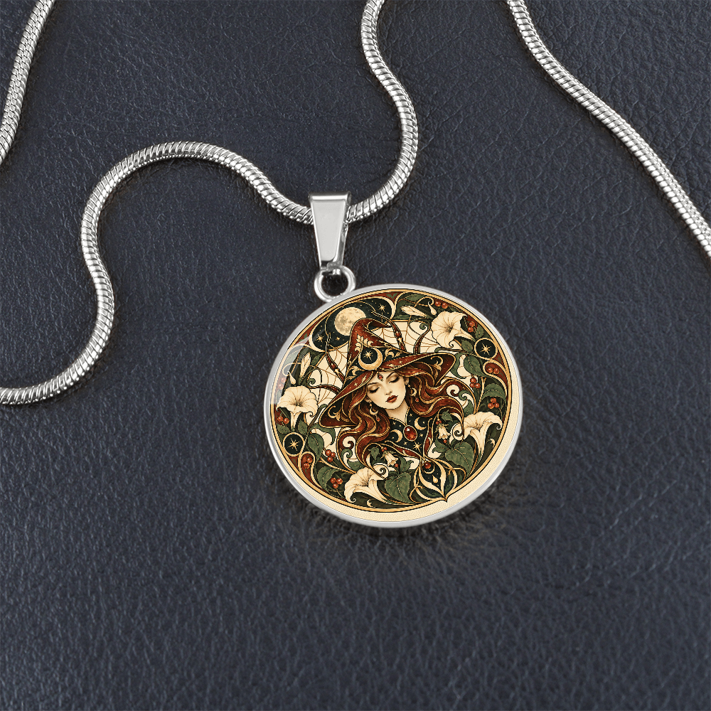 Moonlit Witch Necklace | Art Nouveau Celestial Pendant