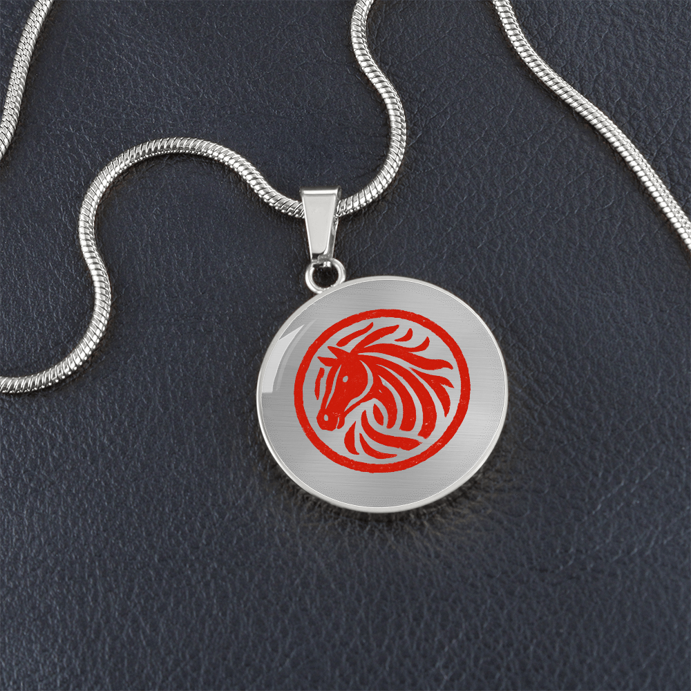Person wearing Year of the Horse necklace during Lunar New Year