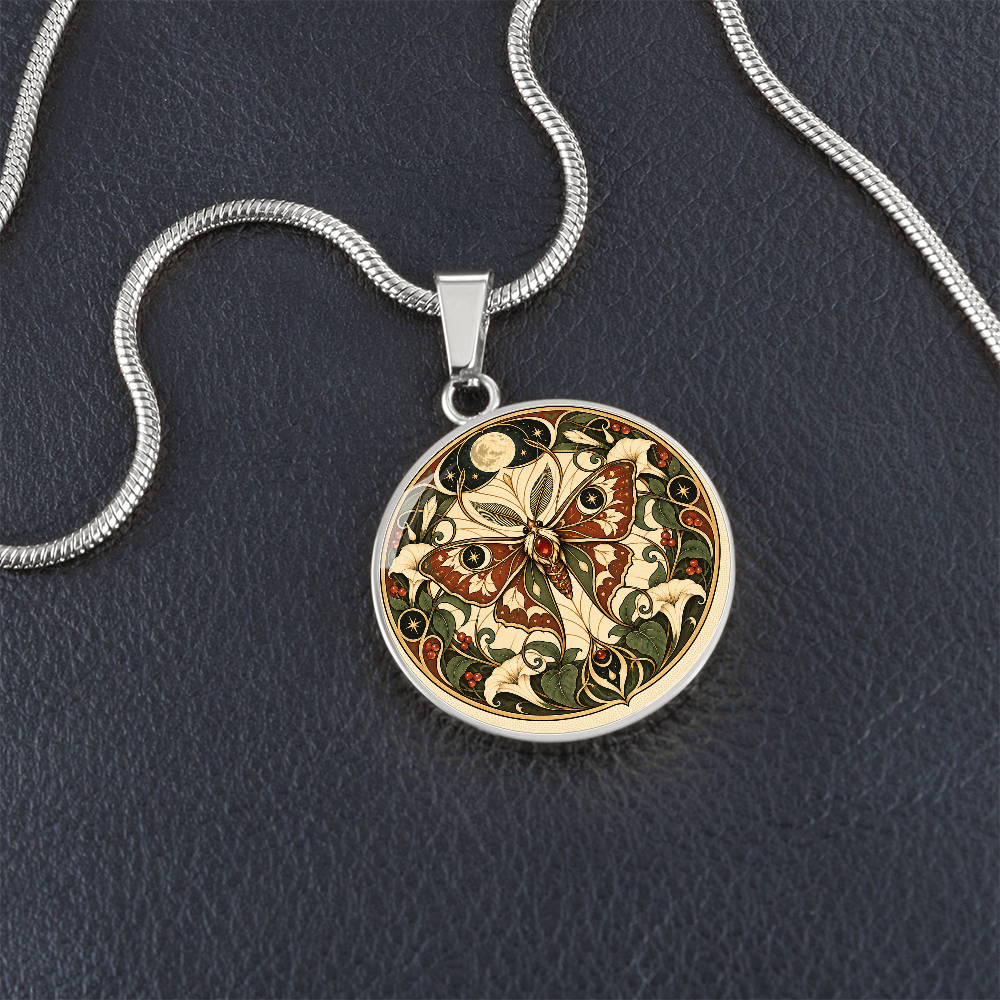 Moonlit Moth Necklace | Art Nouveau Celestial Pendant
