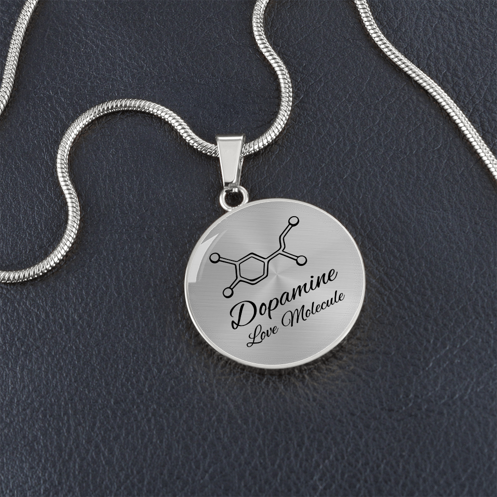 Dopamine Love Molecule Circle Necklace – Meaningful Science-Inspired Pendant Gift for Love, Connection & Joy